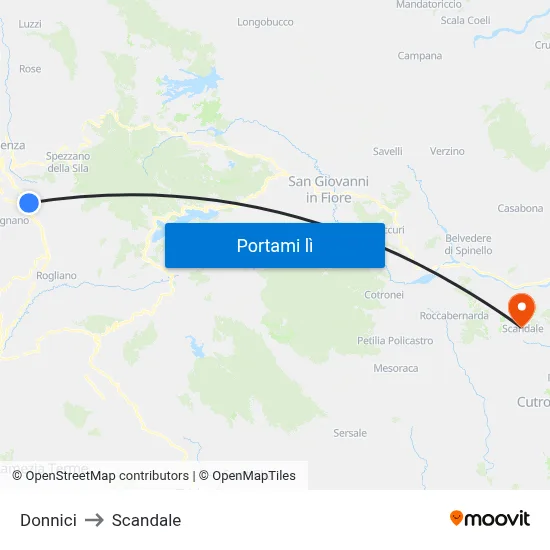 Donnici to Scandale map