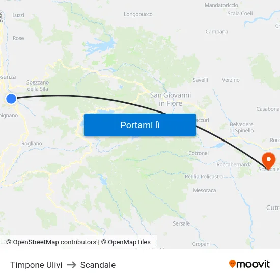 Timpone Ulivi to Scandale map