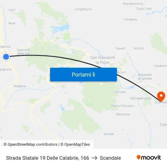 Strada Statale 19 Delle Calabrie, 166 to Scandale map