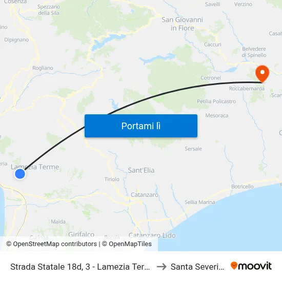Strada Statale 18d, 3 - Lamezia Terme to Santa Severina map