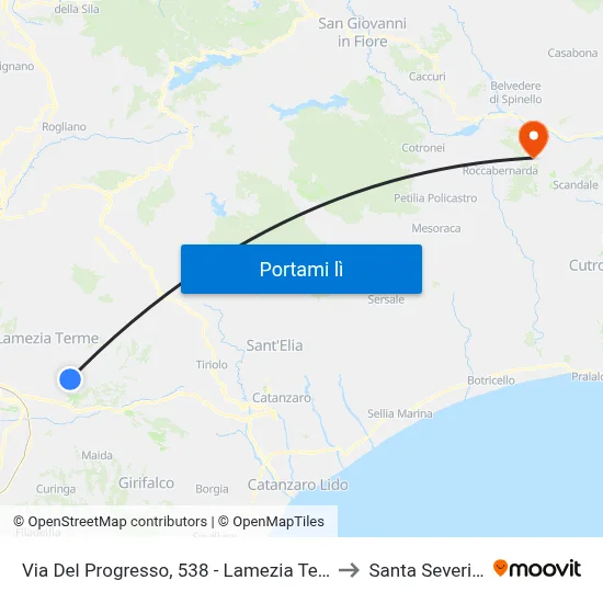 Via Del Progresso, 538 - Lamezia Terme to Santa Severina map