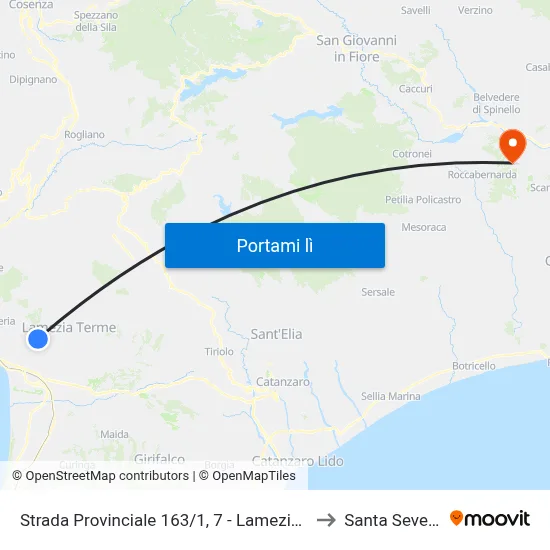 Strada Provinciale 163/1, 7 - Lamezia Terme to Santa Severina map