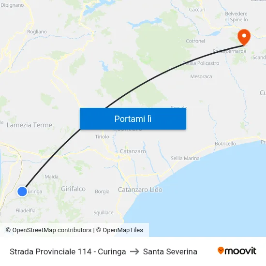 Strada Provinciale 114 - Curinga to Santa Severina map