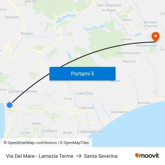 Via Del Mare - Lamezia Terme to Santa Severina map