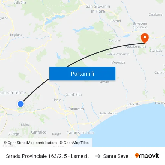 Strada Provinciale 163/2, 5 - Lamezia Terme to Santa Severina map