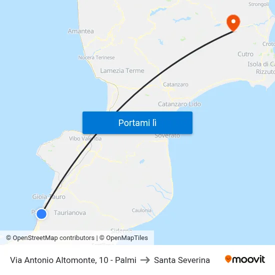 Via Antonio Altomonte, 10 - Palmi to Santa Severina map