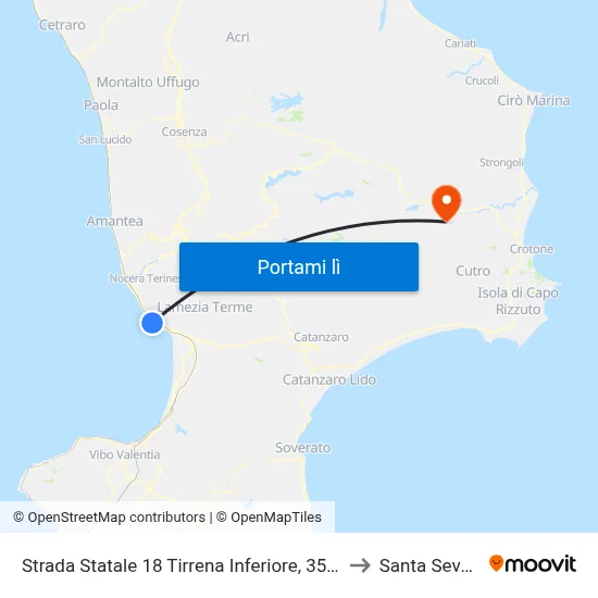 Strada Statale 18 Tirrena Inferiore, 35 - Gizzeria to Santa Severina map