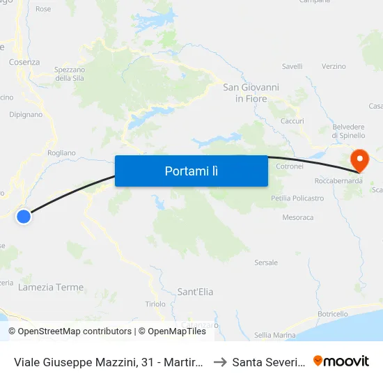 Viale Giuseppe Mazzini, 31 - Martirano to Santa Severina map