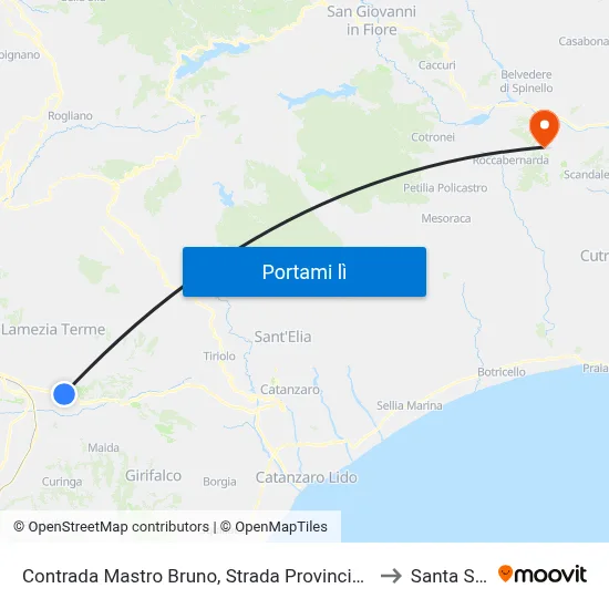 Contrada Mastro Bruno, Strada Provinciale 170/1 - Lamezia Terme to Santa Severina map