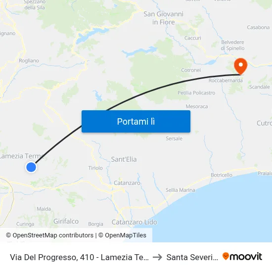 Via Del Progresso, 410 - Lamezia Terme to Santa Severina map