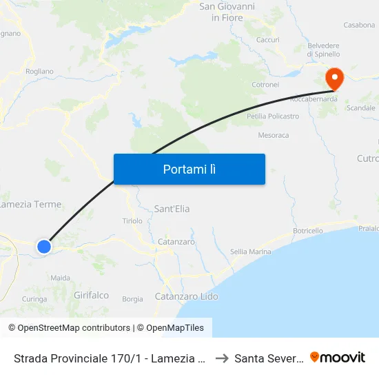Strada Provinciale 170/1 - Lamezia Terme to Santa Severina map