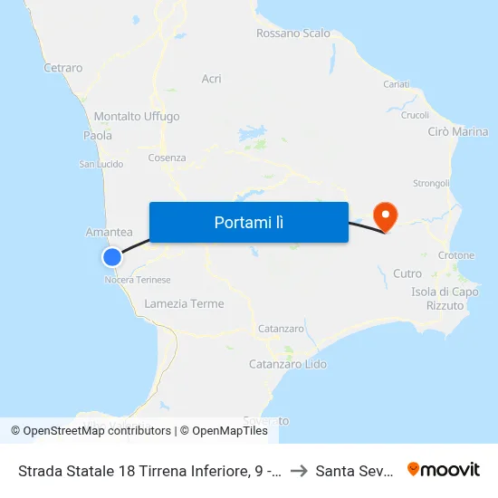 Strada Statale 18 Tirrena Inferiore, 9 - Amantea to Santa Severina map