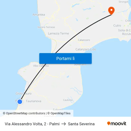 Via Alessandro Volta, 2 - Palmi to Santa Severina map