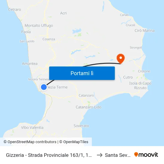 Gizzeria - Strada Provinciale 163/1, 159 - Gizzeria to Santa Severina map