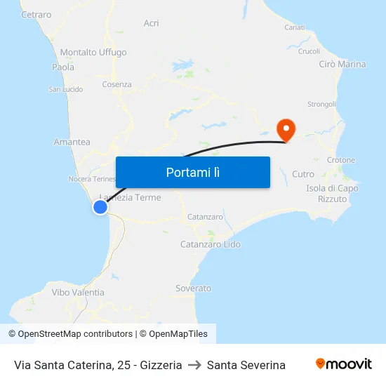 Via Santa Caterina, 25 - Gizzeria to Santa Severina map