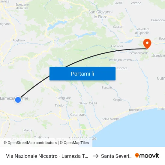 Via Nazionale Nicastro - Lamezia Terme to Santa Severina map