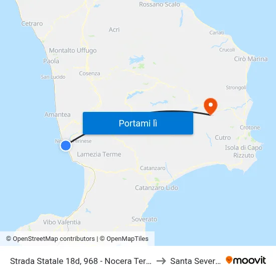 Strada Statale 18d, 968 - Nocera Terinese to Santa Severina map