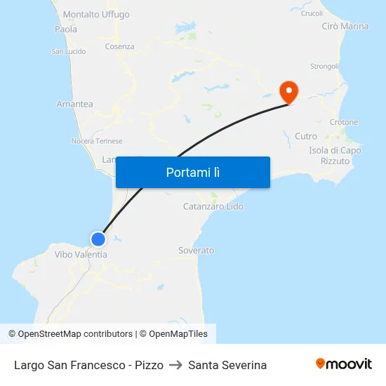 Largo San Francesco - Pizzo to Santa Severina map