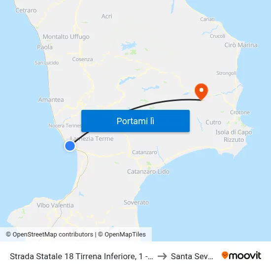 Strada Statale 18 Tirrena Inferiore, 1 - Gizzeria to Santa Severina map