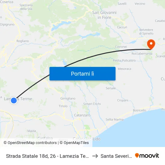 Strada Statale 18d, 26 - Lamezia Terme to Santa Severina map