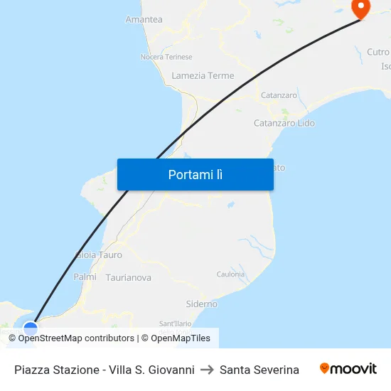 Piazza Stazione - Villa S. Giovanni to Santa Severina map