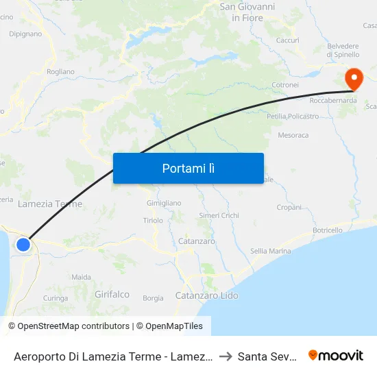 Aeroporto Di Lamezia Terme - Lamezia Terme to Santa Severina map