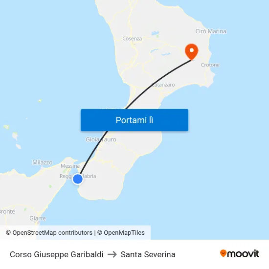 Corso Giuseppe Garibaldi to Santa Severina map