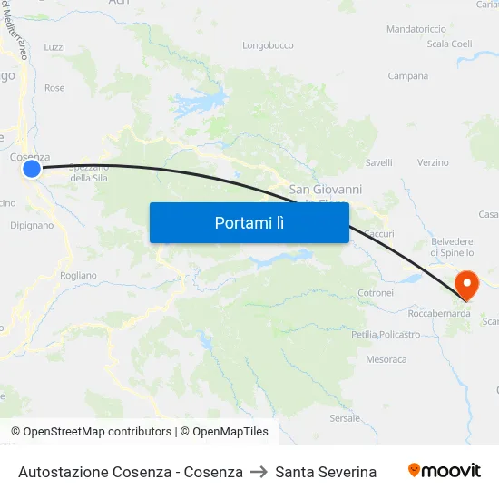 Autostazione Cosenza - Cosenza to Santa Severina map