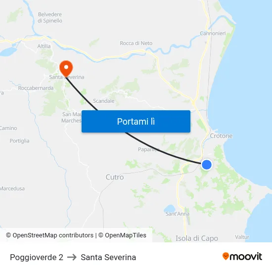 Poggioverde 2 to Santa Severina map