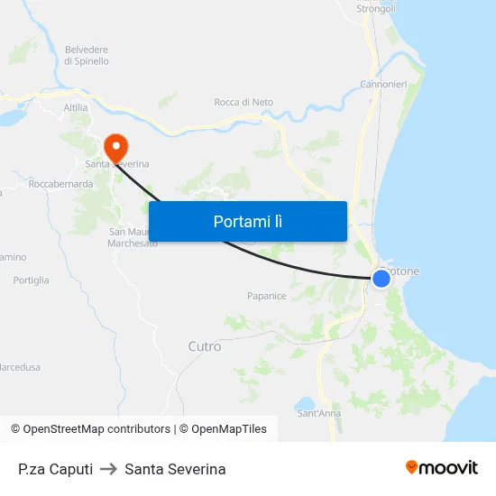 P.za Caputi to Santa Severina map
