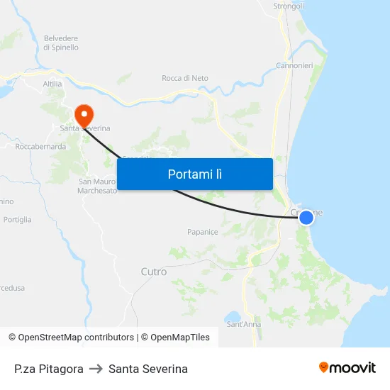 P.za Pitagora to Santa Severina map