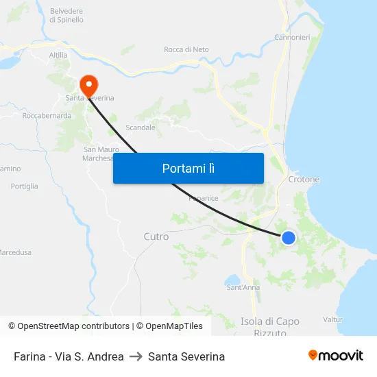 Farina - Via S. Andrea to Santa Severina map