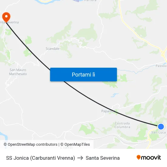 SS Jonica (Carburanti Vrenna) to Santa Severina map