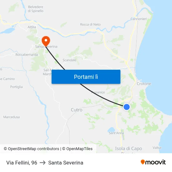 Via Fellini, 96 to Santa Severina map