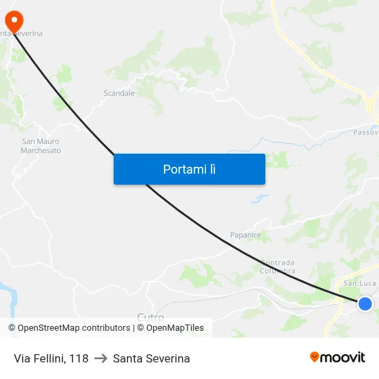 Via Fellini, 118 to Santa Severina map