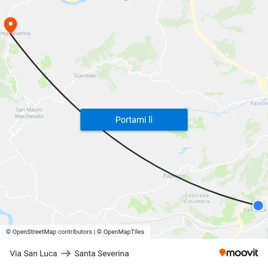 Via San Luca to Santa Severina map