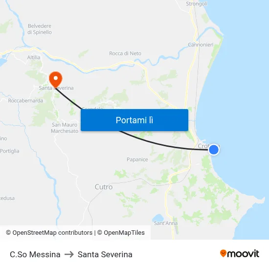 C.So Messina to Santa Severina map