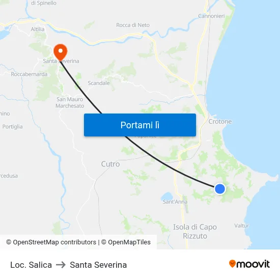 Loc. Salica to Santa Severina map