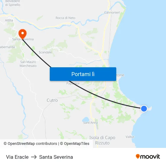 Via Eracle to Santa Severina map