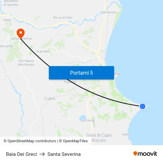 Baia Dei Greci to Santa Severina map
