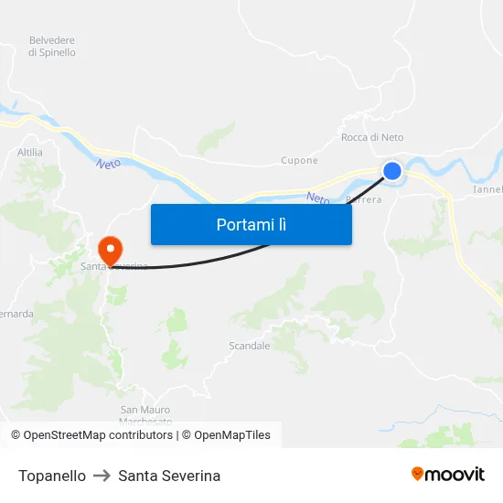 Topanello to Santa Severina map