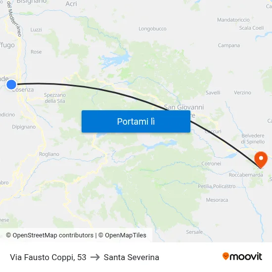 Via Fausto Coppi, 53 to Santa Severina map