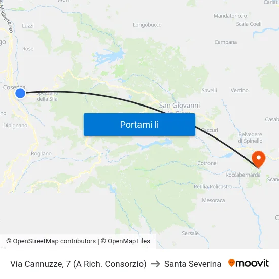 Via Cannuzze, 7 (A Rich. Consorzio) to Santa Severina map