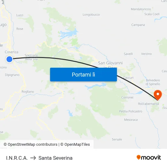 I.N.R.C.A. to Santa Severina map