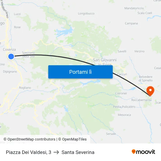 Piazza Dei Valdesi, 3 to Santa Severina map