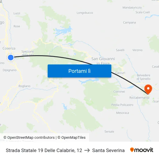 Strada Statale 19 Delle Calabrie, 12 to Santa Severina map