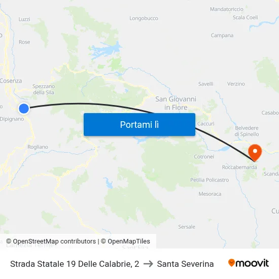 Strada Statale 19 Delle Calabrie, 2 to Santa Severina map