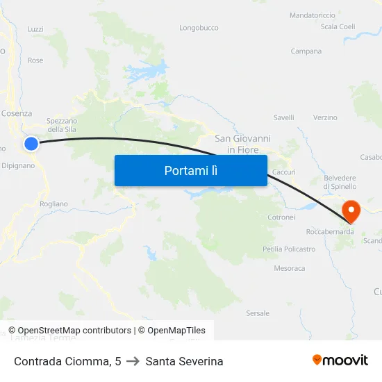 Contrada Ciomma, 5 to Santa Severina map