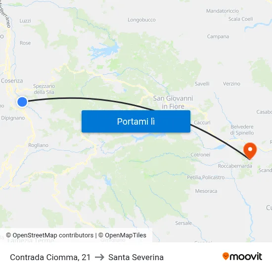 Contrada Ciomma, 21 to Santa Severina map