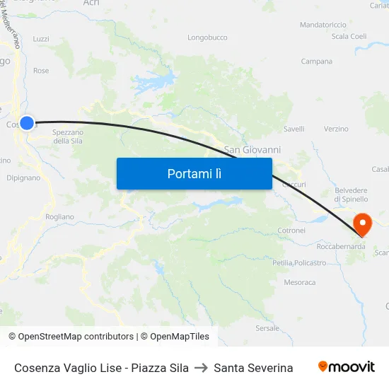 Cosenza Vaglio Lise - Piazza Sila to Santa Severina map